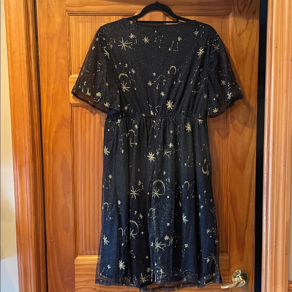BloomChic Black Midi Dress with Gold Star Print - Picture 5 of 10